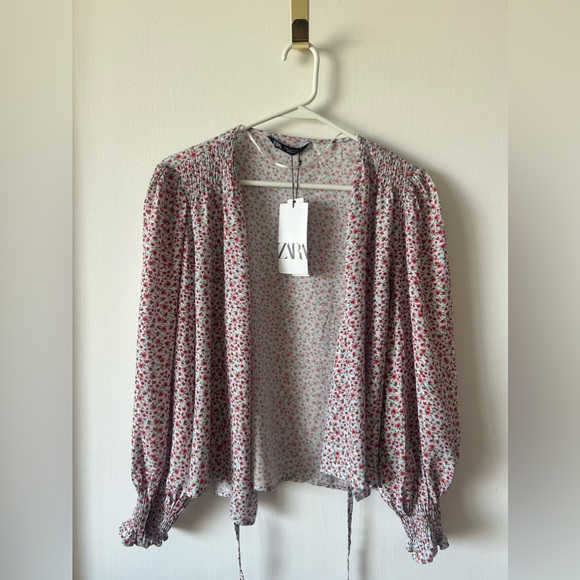 ZARA Wrap Up Crossover Floral Blouse - NWT - Picture 4 of 5